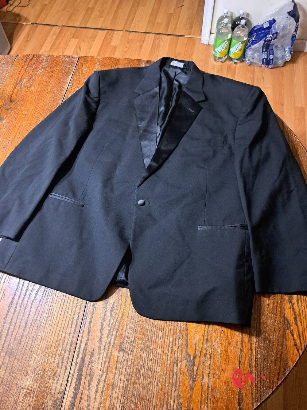 52 Regular Jean Yves Black Long Sleeve 1 Button Tuxedo Coat Suit Jacket